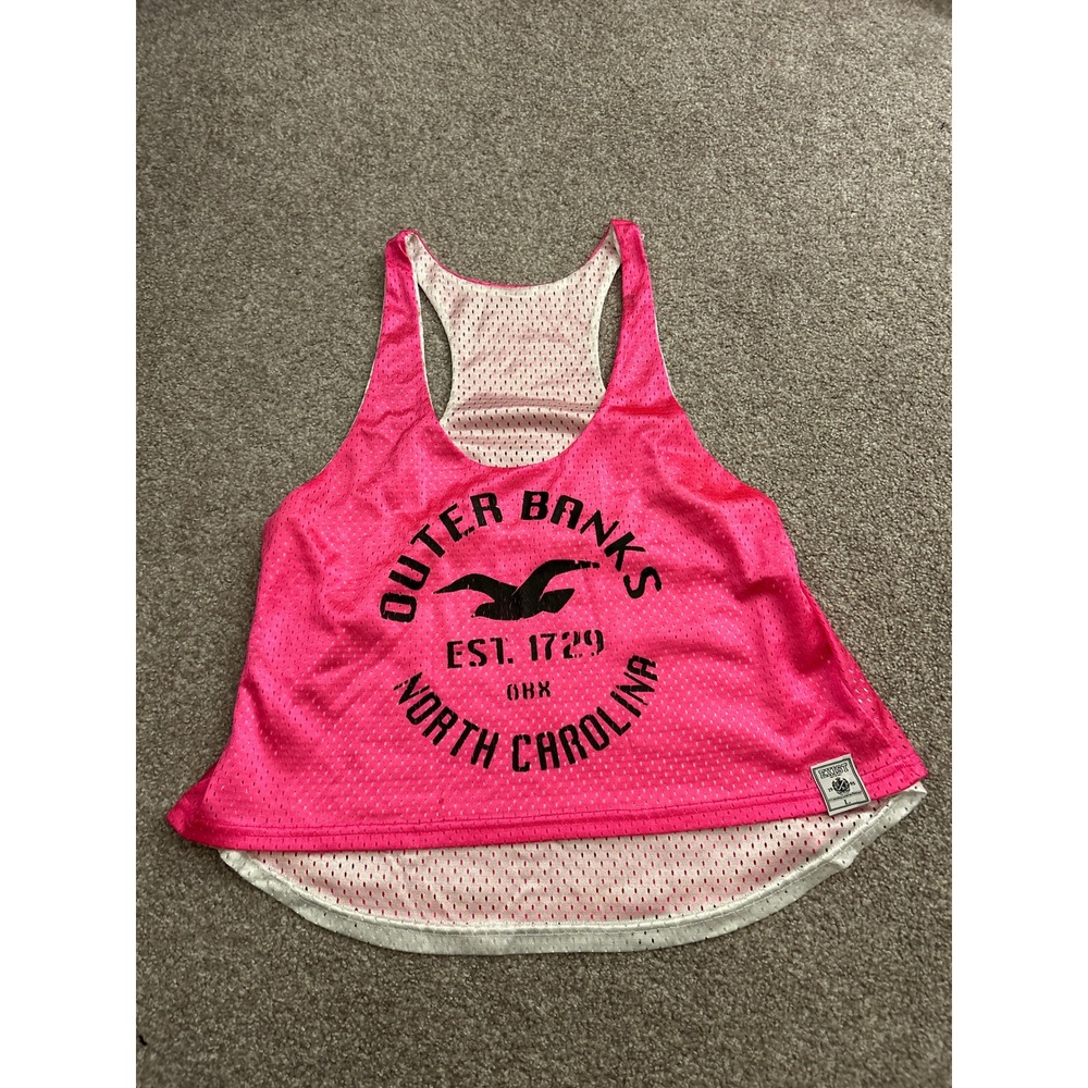 Exist Tank Top Womens Large Pink Excellent Outer Banks NC Mesh Racerback Crop